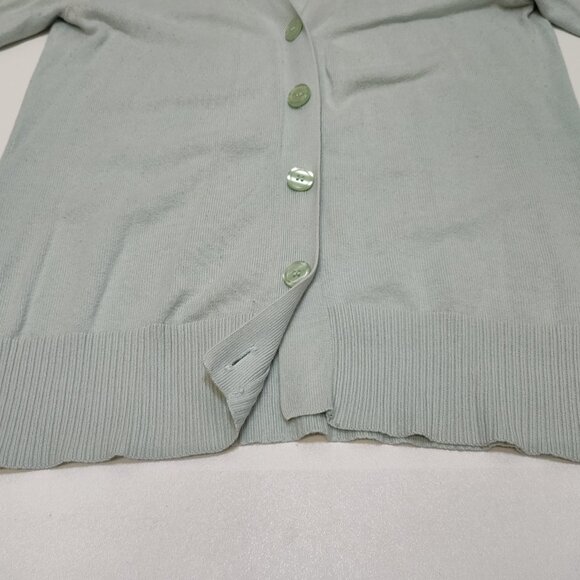 AB Studio Mint V-Neck Cardigan Medium 100% Cotton Lightweight Knit Style 0420M7M - Picture 7 of 7